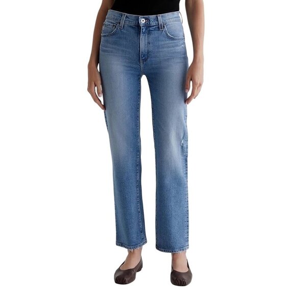 AG Adriano Goldschmied Women’s midrise Brimley Straight Leg Jeans Medium Wash - Picture 1 of 12